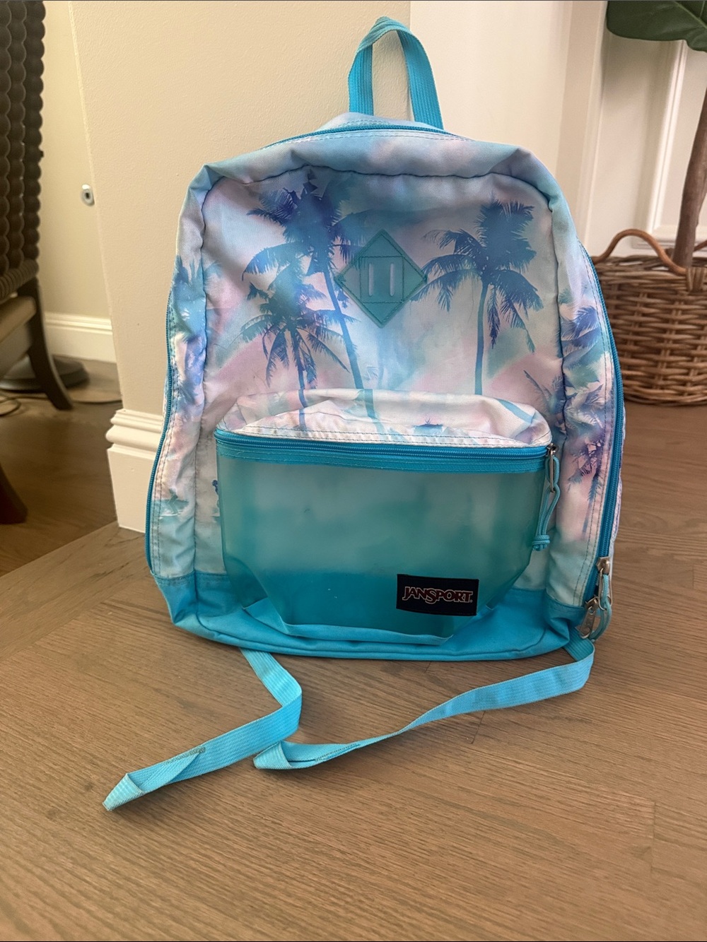 JanSport Super FX Clear Pocket Palm Tree backpack